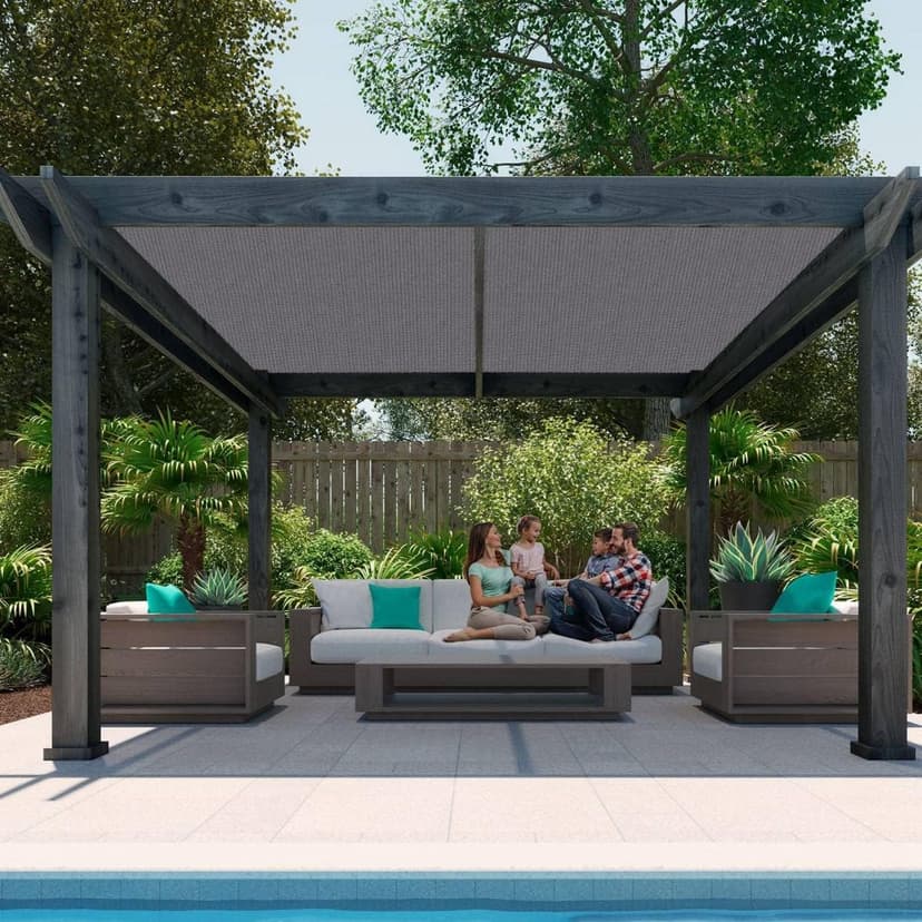 FAIR WIND Shade Cloth 90% Sun Shade Fabric Privacy Screen Shade Cover Patio Canopy with Grommets Shade Net for Garden Outdoor Pergola 6 x 6 FT - Grey