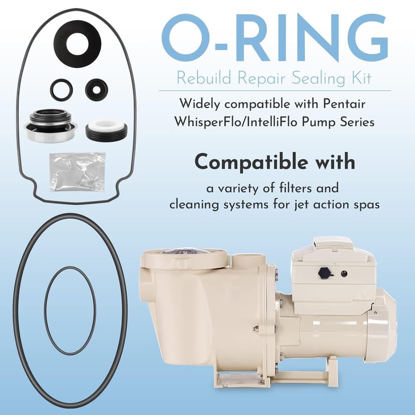 O-Ring Rebuild Repair Kit, for Pentair WhisperFlo/IntelliFlo Pool Pump Seal Gasket, Drain Plug/Lid/Diffuser O-Rings, Impeller Gasket, PS-1000 Shaft Seal, Fits Pumps Built 2-1-2008 and Later Series