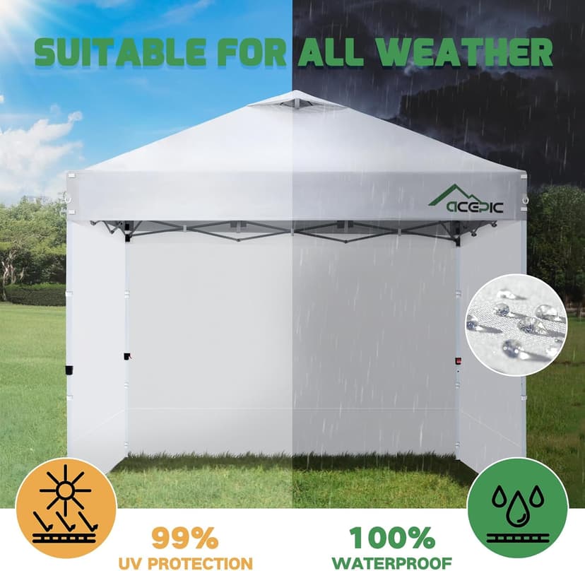 Instant Canopy Tent SideWalls for 10x10 FT Pop Up Canopy, 210D Polyester Waterproof, White (1PCS Sidewall Only, Tent NOT Included)