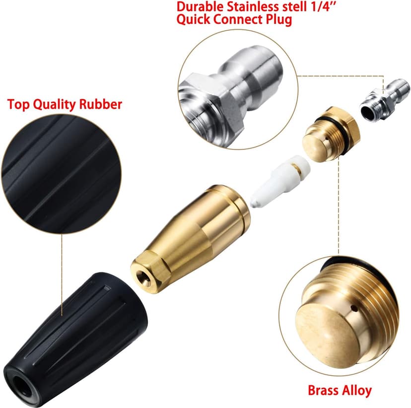 Mudder 4000 Psi Pressure Washer Rotating Turbo Nozzle 4.0 Gpm Quick Connector Turbo Nozzle with 7 Pieces Spray Tips Kit Multiple Degrees (0, 15, 25, 40, 65 Degrees, Rinse1, Soap2)(Black)