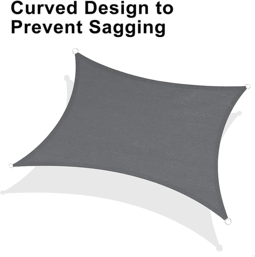 LOVE STORY 8/10/12/13/14/16/20 Rectangle Dark Grey Sun Shade Sail Canopy UV Block Cover for Outdoor Patio Garden Backyard, 8' x 12' Dark Grey