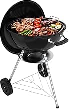 18 inch BBQ Charcoal Grill, Outdoor Portable Grill, Round Kettle Barbecue Grills, Durable & Easy to Assemble, Perfect for Backyard, Camping, Small Patio, Black