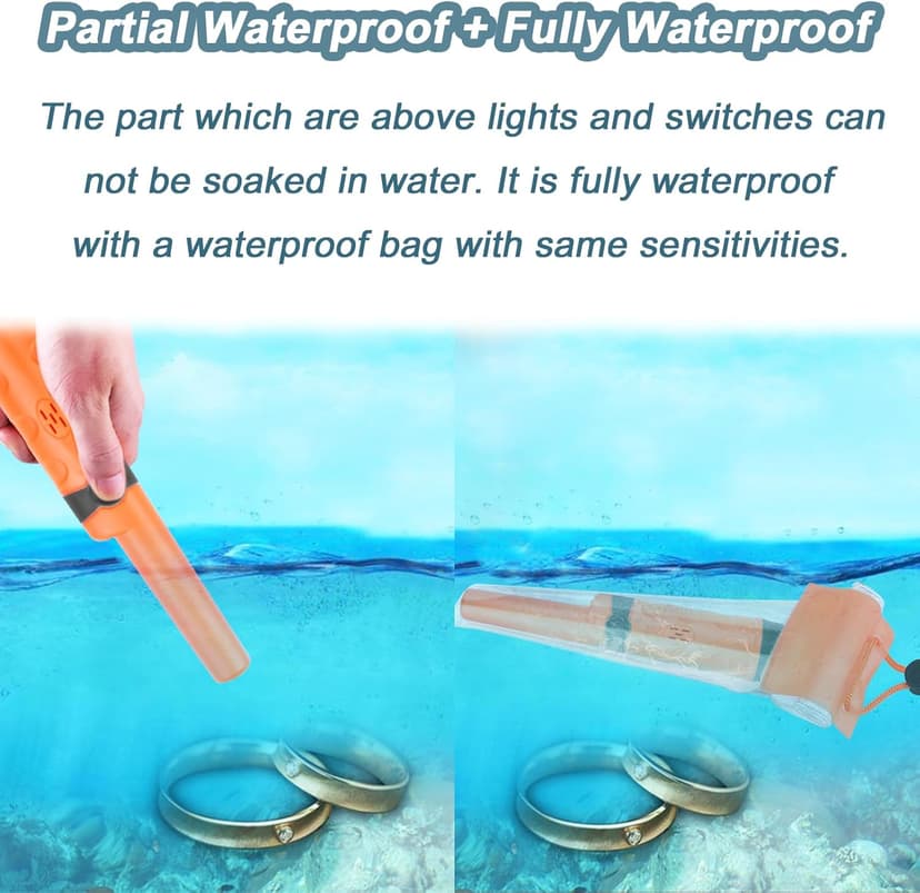 Kuman Pin pointer Water Resistant Metal Detectors with Holster Treasure Hunting Unearthing Tool Accessories Buzzer Vibration Automatic Tuning KW30