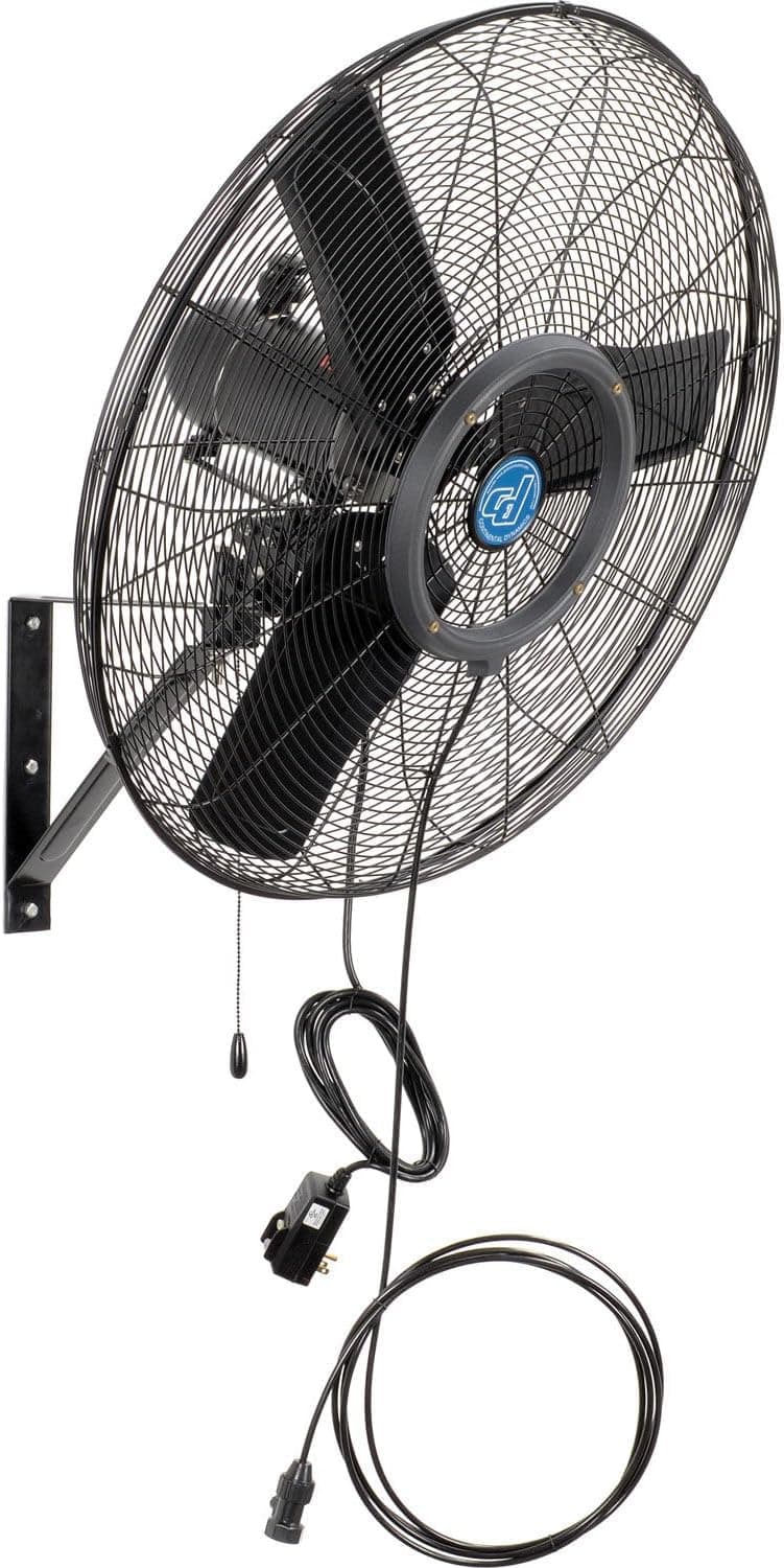 30" Wall Mounted Misting Fan, Outdoor Rated, Oscillating, 7204 CFM, 1/7 HP