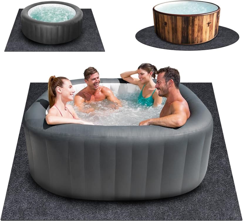 80 * 80 Inch Hot Tub Mat, Extra Large Inflatable Hot Tub Pad Outdoor Indoor, Waterproof Slip-Proof Backing, Absorbent Spa Pool Ground Base Flooring Protector Mat (80 * 80 Mat-Square)