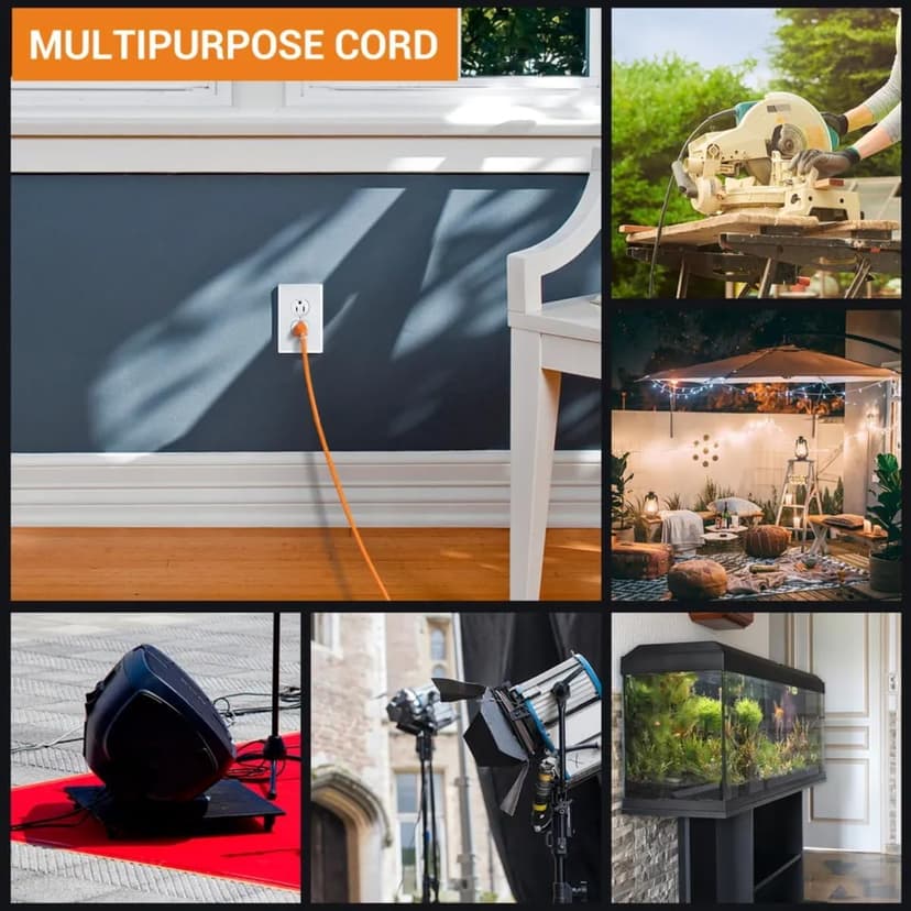 Outdoor Extension Cord Waterproof 100 FT, Orange 16/3 SJTW Heavy Duty, Flexible 100% Copper 3 Prong Extension Cord for Lawn, Garage,UL Listed