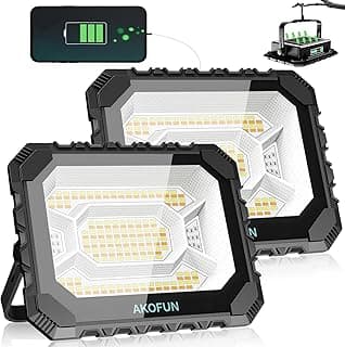 200W LED Solar Work Light Rechargeable, 16000LM Magnetic Worklight 3000K/4500K/6500K, 16000mAh Battery, IP66 Waterproof Portable Solar Outdoor Working Light for Emergency, Camping, 2 Pack