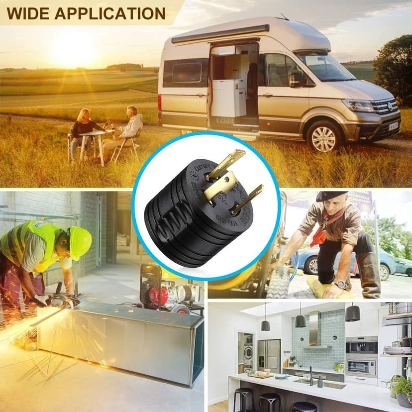 Miady RV Generator Adapter, 3-Prong 30A Male to 30Amp Female RV Power Plug for Camper Motorhome Trailer/UL Listed