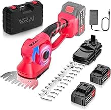 Hedge Trimmer Cordless, 2 in 1 Cordless Hedge Trimmer with 2600mAh Battery*2, High Power and Large Capacity Hedge Shears for Gardens, Patios and Lawns Charger Included