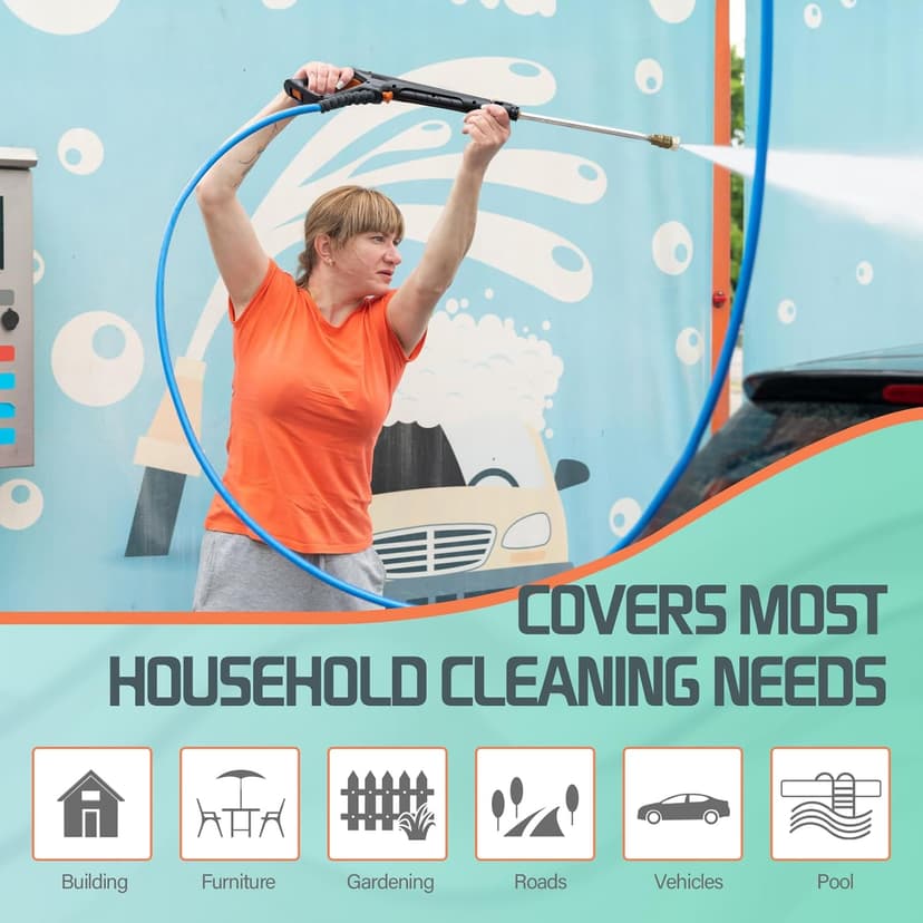 Electric Pressure Washer 4800PSI-Max 2.9GPM Pressure Washer with 25 FT Hose, 4 Quick Connect Nozzle,16.9 Oz Soap Tank Orange Cleaning for Pool, Patio, Car