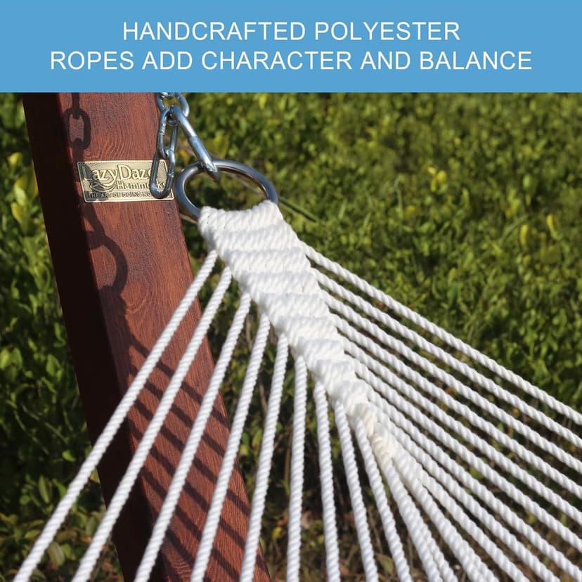 Lazy Daze Hammocks 12 FT Double Quilted Fabric Hammock with Spreader Bars and Detachable Pillow, 2 Person Hammock for Outdoor Patio Backyard Poolside, 450 LBS Weight Capacity, Natural