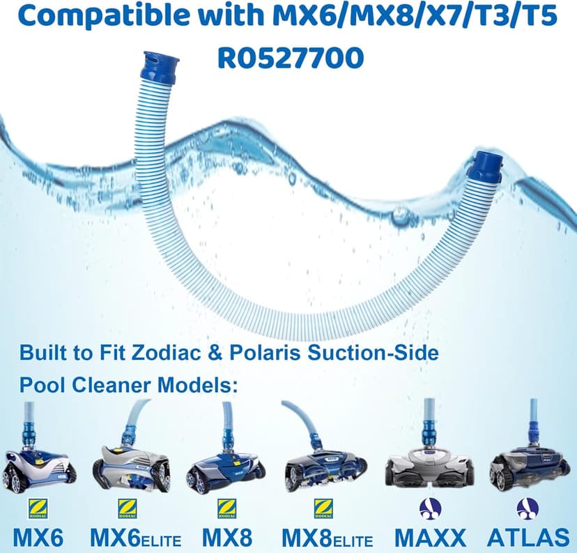 One Year Warranty 5 Pack Premium R0527700 Pool Cleaner Hoses, Twist Lock Pool Vacuum Hose Replacement Kit Compatible with Zodiac Baracuda MX6,MX8,X7,T3,T5 Swimming Pool Cleaner