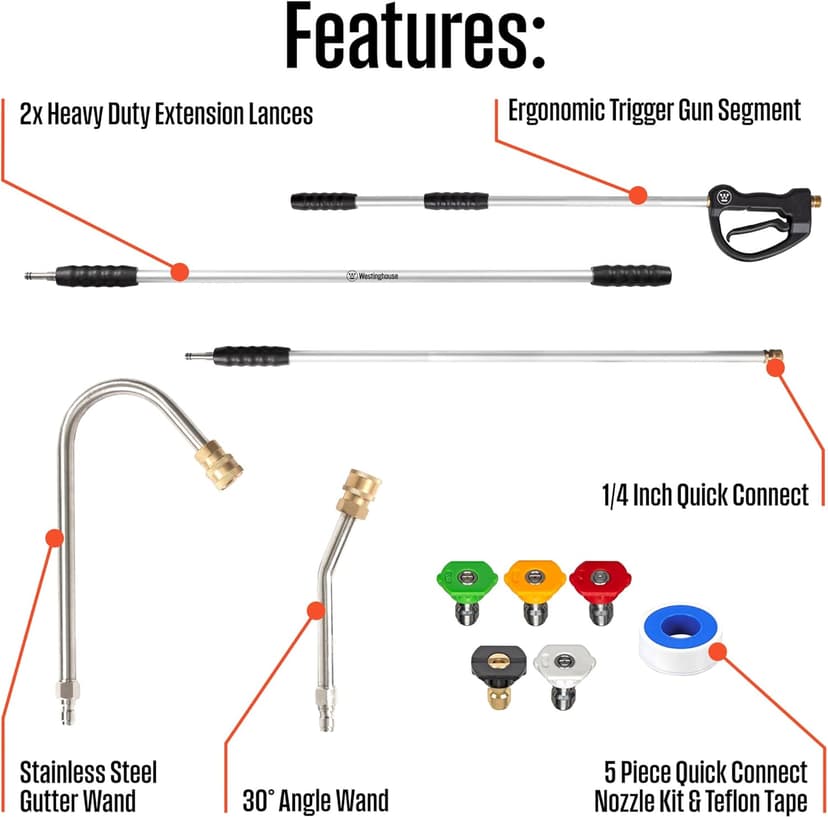 Westinghouse 9 Ft. Pressure Washer Extension Wand for Gas and Electric Pressure Washers
