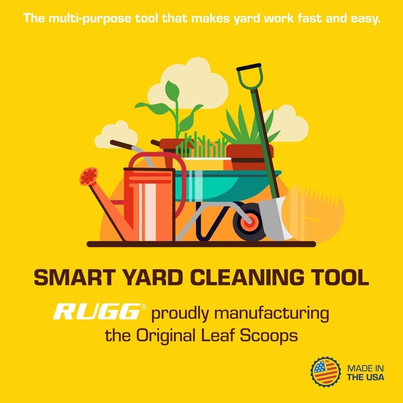 Rugg Original Leaf Scoops, Large Size Hand Rake Claws for Debris & Yard Waste Pick Up, Yellow, (One Pair)
