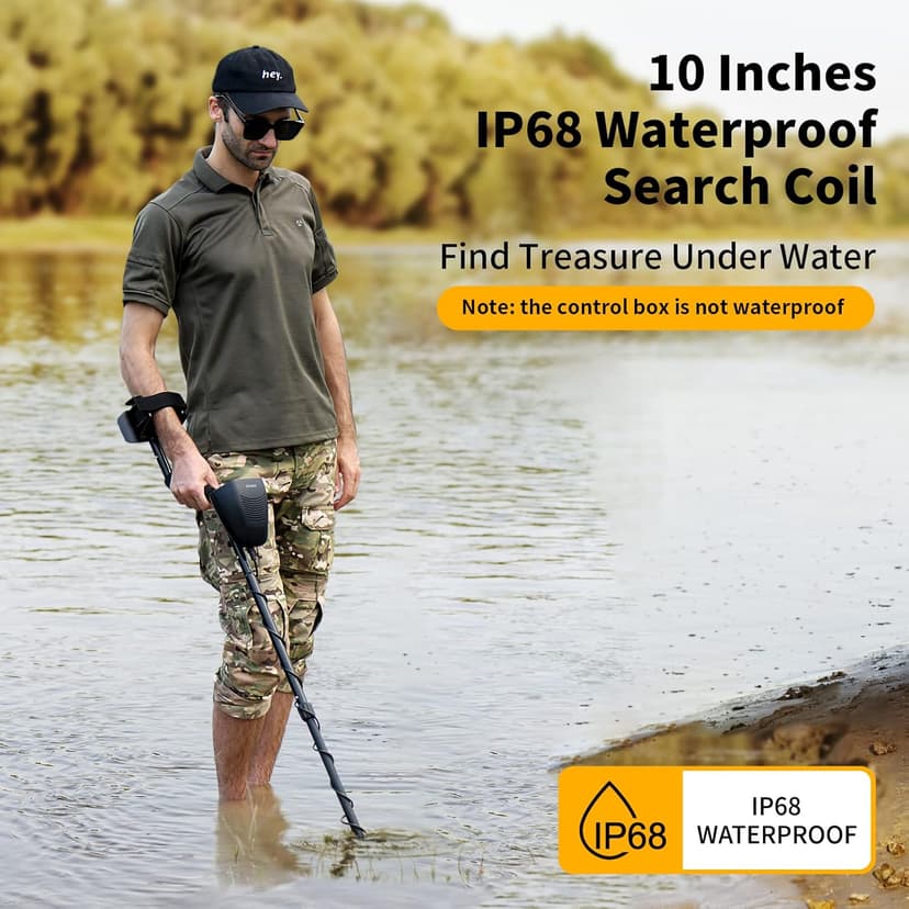 SAKOBS Metal Detector for Adults - High Accuracy Metal Detector with Discrimination Mode & Distinctive Audio Prompt and LCD Display Waterproof Search Coil for Treasure Hunting Beginners Professionals