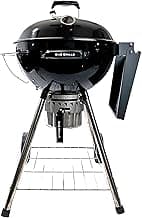 SnS Grills Original Kettle Charcoal Grill with Patented Slow 'N Sear Deluxe Insert and EasySpin Grate for Two-Zone Cooking, Low ‘N Slow Smoking and BBQing - Black 22-Inch