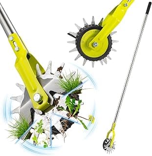 58-Inch Manual Lawn Edger, Wheel Rotary Edger with Adjustable 4-Section Stainless Steel Handle & Cushion Grip, Rust-Resistant for Sidewalk, Driveway, Garden, Landscaping