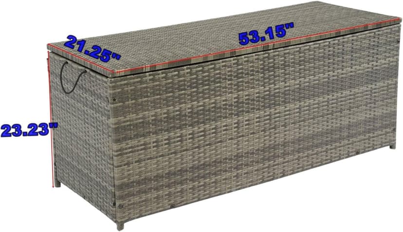 Rattan Outdoor Storage Box with Waterproof Liner, Portable Dual-Purpose Patio Deck Box & Side Table