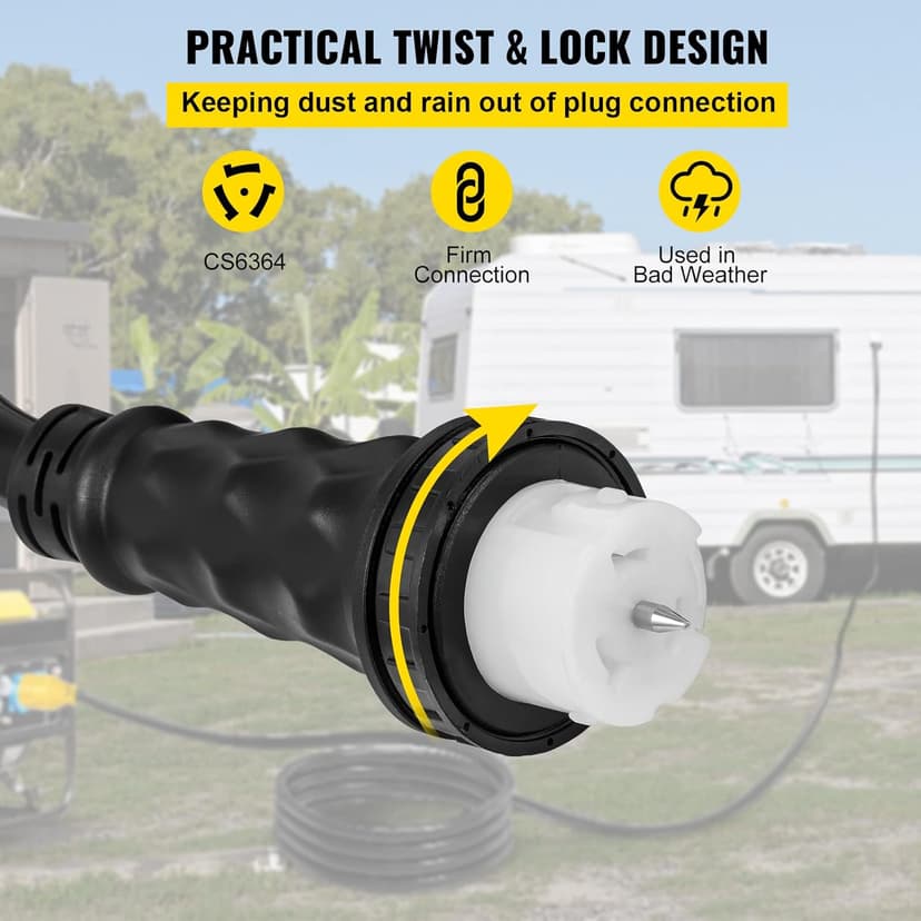Vevor 75Ft 50 Amp Generator Extension Cord 4 Wire 8 Gauge Generator Cord 125V 250V Generator Power Cord N14-50P & SS2-50R & CS6364 Twist Lock Connectors : Everything Else
