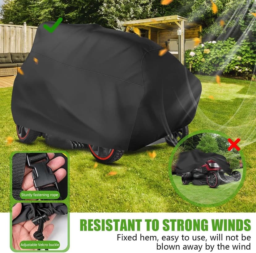 Outdoors Lawn Mower Cover Waterproof Heavy Duty 210D Polyester Oxford UV Protection Lawn Tractor Cover Fits Decks Up to 54" with Drawstring and Storage Bag