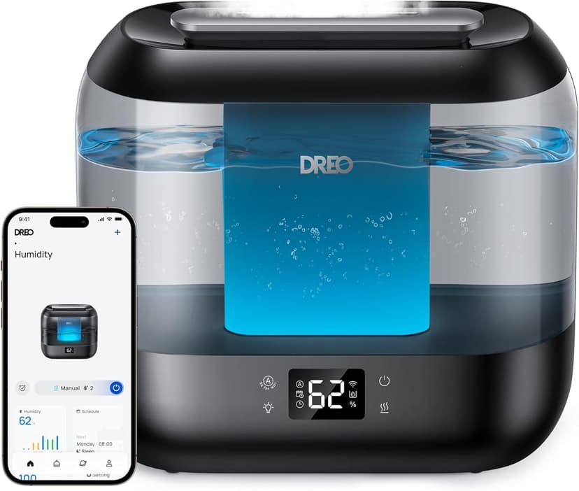 Dreo Smart Humidifiers for Bedroom, Top Fill 4L Cool Mist Humidifier with Nightlight, 32H Runtime, Touch/APP/Voice Control, Quiet Ultrasonic Humidifiers for Large Room, Home, Baby, Plants, Office