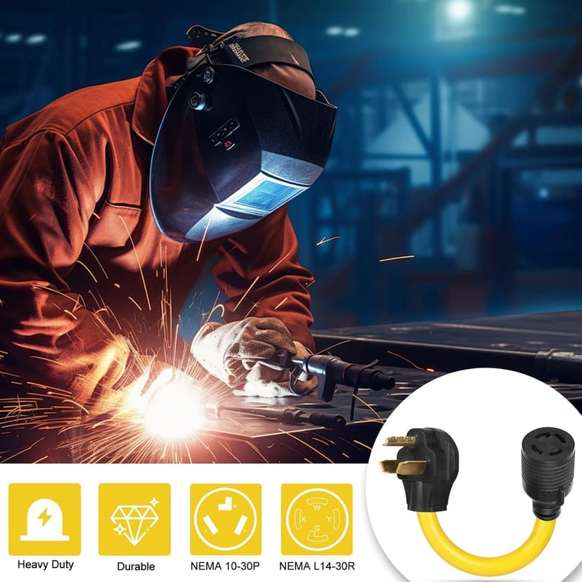 NEMA 10-30P to L14-30R Power Cord Adapter, ZDHQLHJ 30 Amp 3 Prong 10-30 Male Plug to 4 Prong Twist Lock L14-30 Female Outlet Receptacle Extension Cord, for Generator Welder Dryer Plasma Cutter