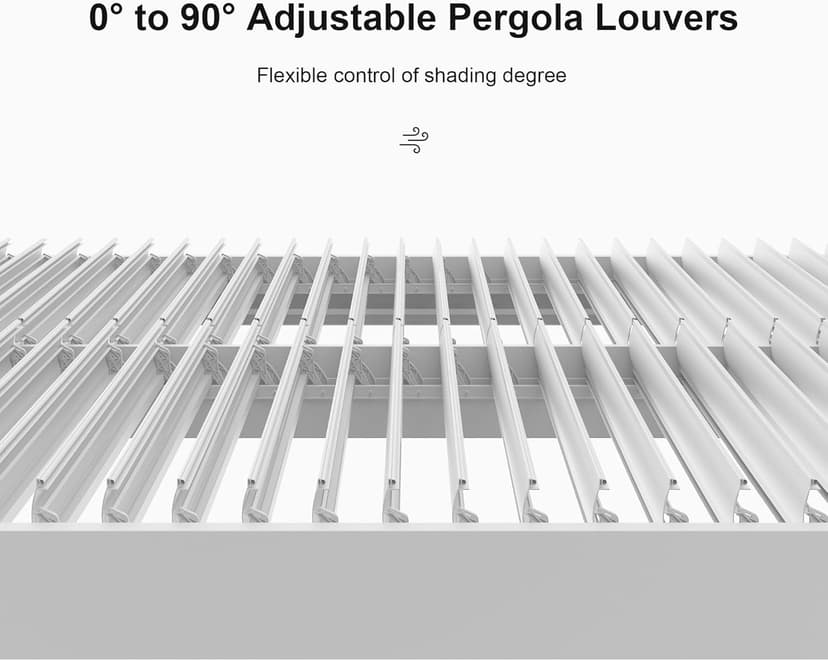 PURPLE LEAF Outdoor Louvered Pergola 12' x 14' White Aluminum Pergola Modern Shade Gazebo with 2 Independently Adjustable Rainproof Hardtop for Patio Garden Yard