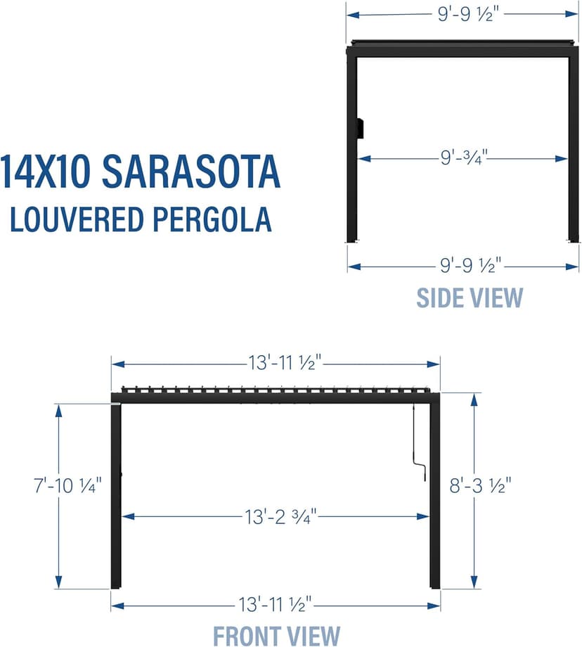 Backyard Discovery Sarasota 14' x 10' Galvanized Steel Louvered Pergola Kit with Adjustable Roof, Shade, Rain Protection, High-Wind Rating, Gutter System for Outdoor Patio, Garden, Deck, Entertaining