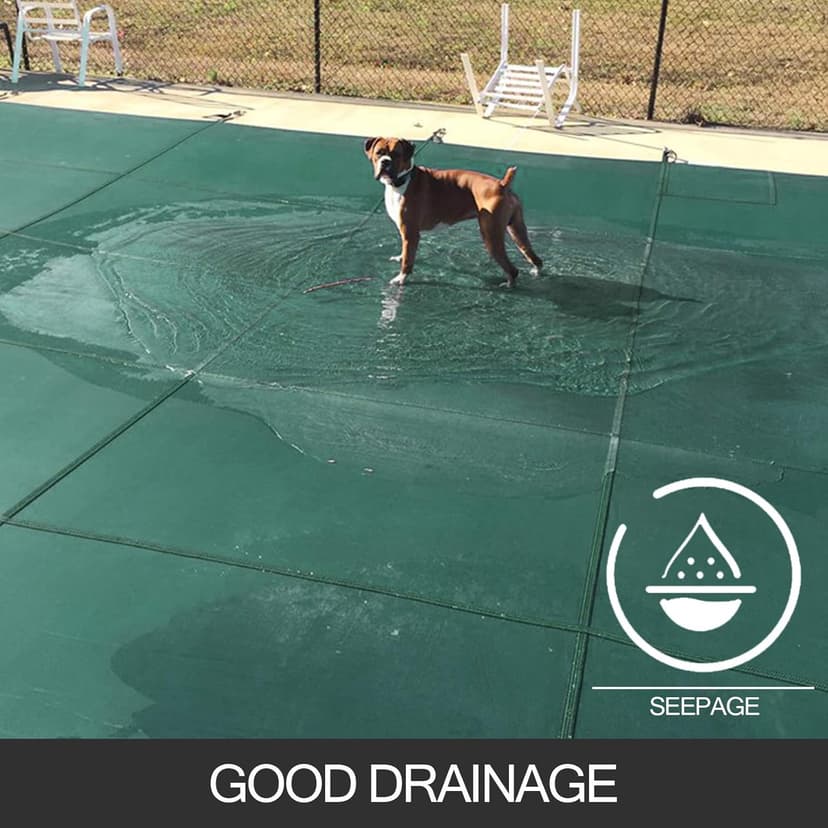 VEVOR Inground Pool Safety Cover 18' x 36' Rectangle with 4x8ft Center End Step, Safety Pool Covers Green Mesh, 15-Year Warranty, Triple Stitched, MAX Strength Winter Safety Cover for Children & Pets