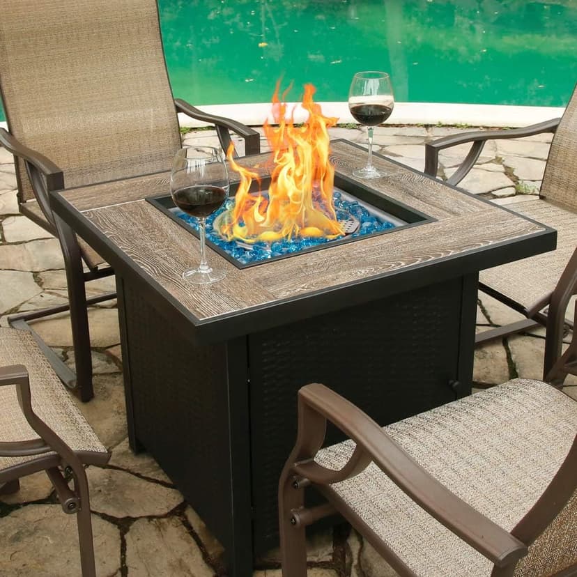 BALI OUTDOORS 50000 BTU Propane Fire Pit for Outdoor, 30 in Fire Pit Table Outdoor, Square Firepits for Outside Backyard, Patio