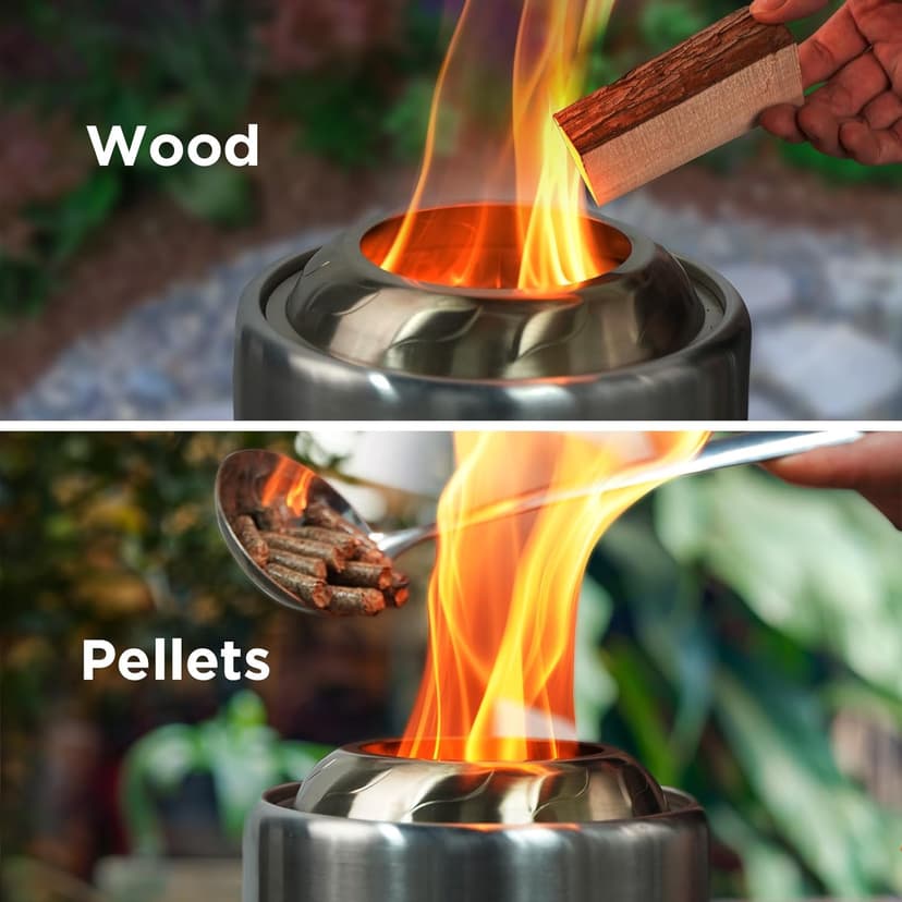 OGERY Stove Tabletop Fire Pit with Stand 7.9 x 6.1 in, Smokeless Firepit Camping Outdoor Table Top Firepit for Urban & Suburbs with Portable Travel Bag, Fueled by Pellets or Wood, Stainless Steel