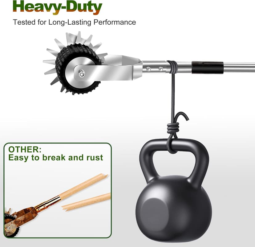 Wheel Rotary Edger Lawn Tool, Manual Grass Edger Trimmer with Adjustable 31.5-60 Inch Stainless Steel Handle, Weed Edger for Sidewalks, Driveways, Garden, Yard, Landscaping, Ergonomic