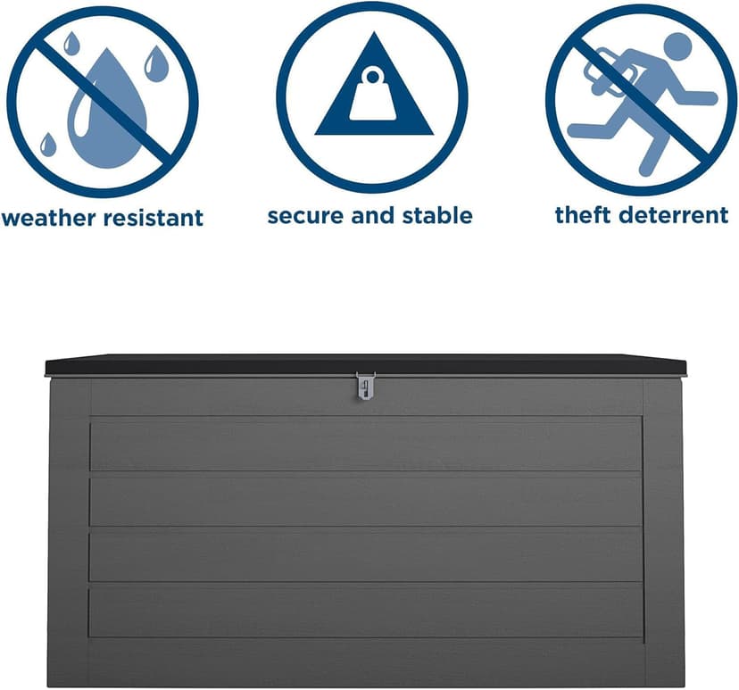 Cosco Outdoor Living 88180BGY1E Cosco Outdoor Patio Storage, Extra Large, 180 Gallons, Charcoal Deck Box, Black/Gray