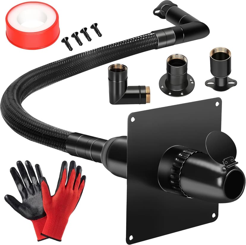 2025 Upgrade Generator Exhaust Extension Silencer Kit with Two Universal Adapters,Threaded Connector, Rain Cap and 90° Elbow–Leakproof, Weatherproof & Flexible Muffler Upgrade for Portable Generators
