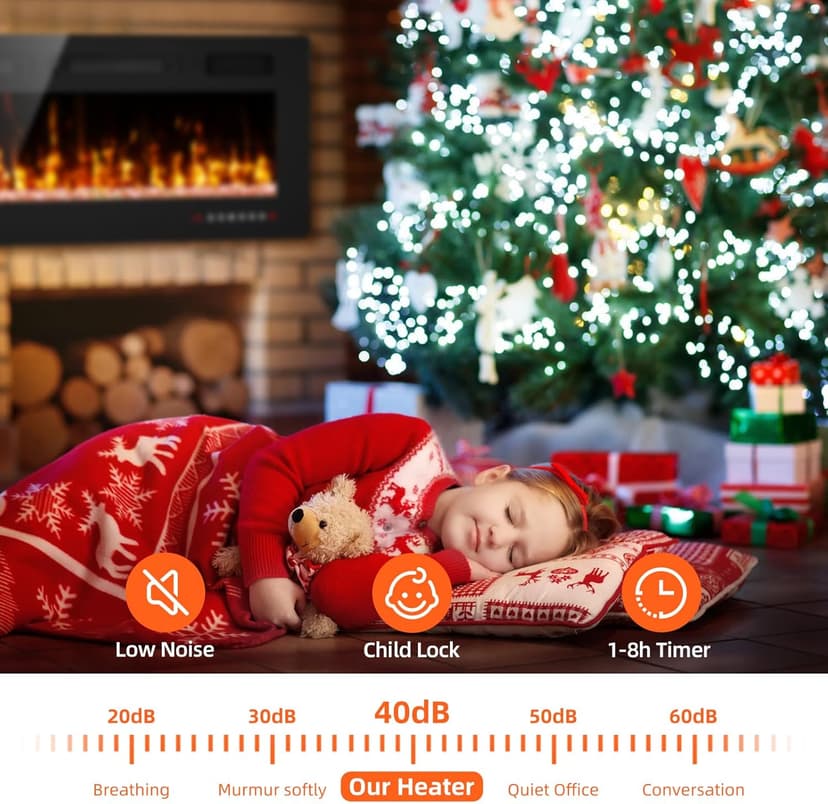 72” Recessed and Wall Mounted Fire Places Electric Fireplace Ultra Thin with Remote Control, Toucn Screen