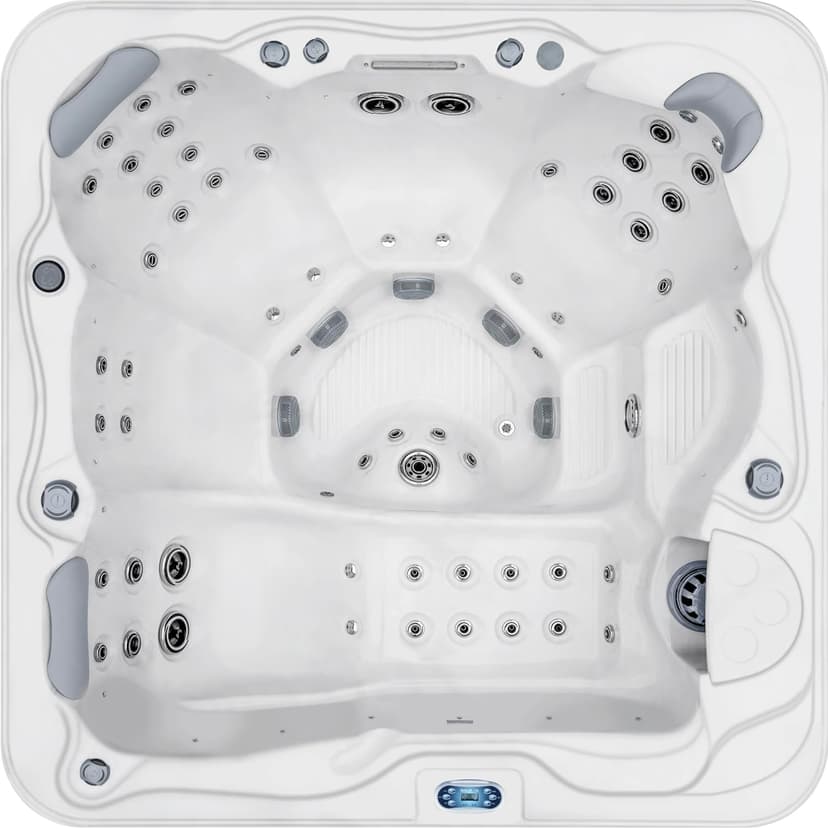 Destination Outdoor Hot Tub, 5-Person 59-Jet 80-Port 4-Pump Lounger Spa with Waterfall Arch and Bluetooth Stereo by Aqualife by Strong Spas
