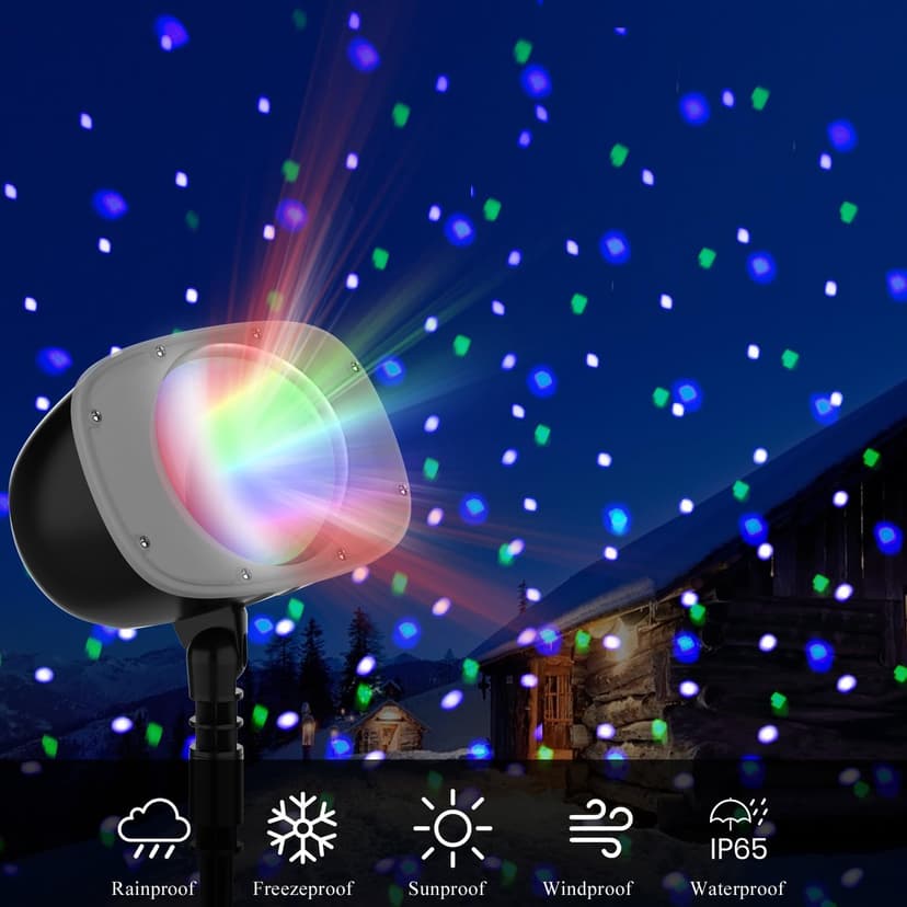 Christmas Snowfall Projector Lights Outdoor, Dynamic Snow Falling Lighting Effects Holiday Projector Lights for Xmas Moving Points Landscape Lights for House, Garden Yard Club Pub Decorations