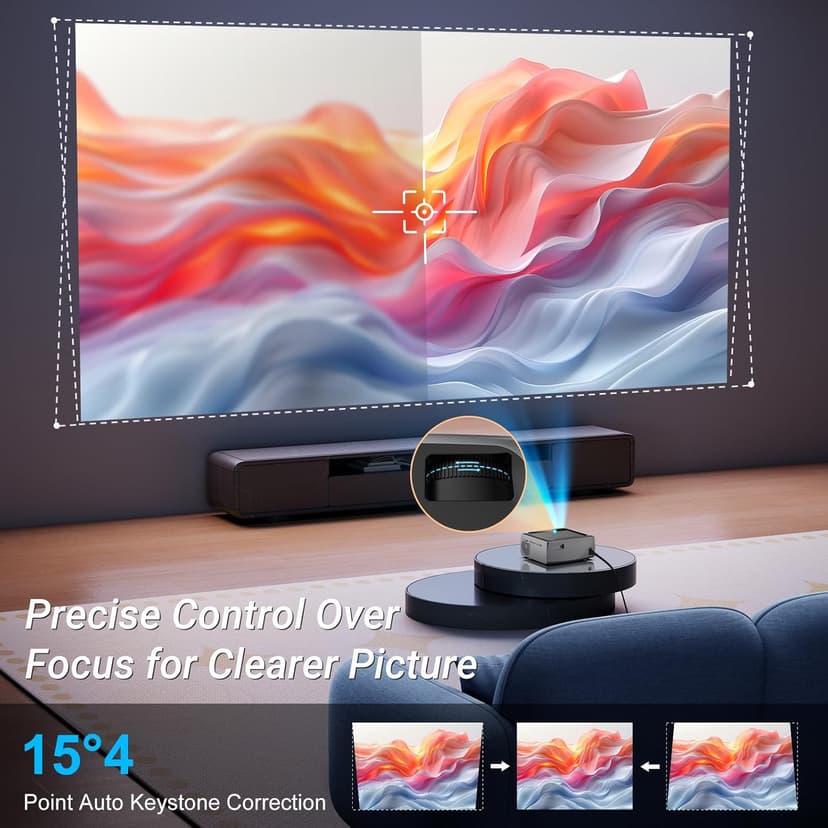 Projector with WiFi and Bluetooth, 4K Decode Outdoor Movie Use 500 ANSI Native 1080P with Auto Keystone HIFI Speaker, 270" Screen 50% Zoom Phone Mirror F410 Game Projector for HDMI/USB/PC/TV Stick/PS5