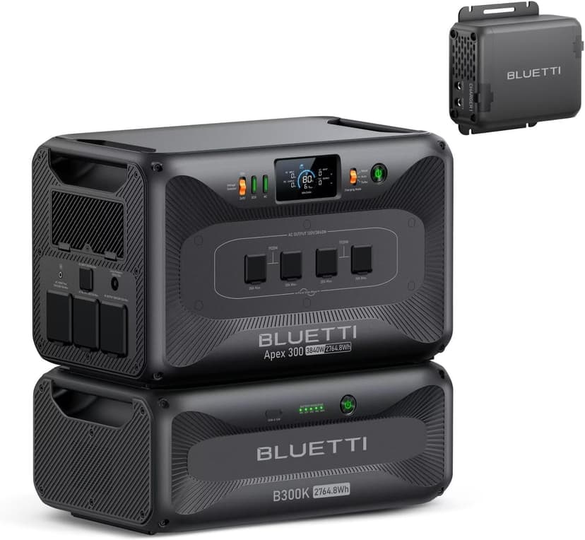 BLUETTI Solar Generator Apex 300 & B300K (2025 New) with Charger 1, 5529.6Wh LFP Battery Backup with 6 3840W AC Outlets (7680W Surge), On-the-Go Recharging, Portable Power Station for Camping, RV Life