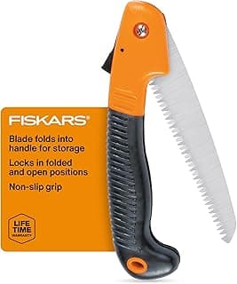 Fiskars Folding Hand Saw, 7" Pruning Saw with Power Tooth Blade with Triple Ground Teeth that Powers Through Wood Faster, Soft Grip Handle
