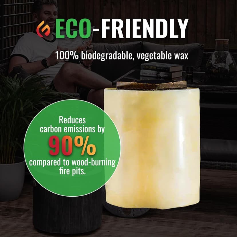 El Fuego Portable Wax Burning Fire Pit - Easy Start, Clean-Burning, No Wood Smoke with 8-Hour Starter Wax Fuel for Interval Burning - Ideal for Patios, Camping and Outdoor Use - Wood Pattern, Brown