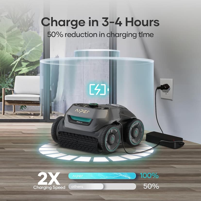 AIPER Cordless Robotic Pool Cleaner, WavePath Navigation, Wall-Climbing, Quad-Motor, 150 mins Runtime for Inground Pools up to 1,600 sq.ft, Seagull Pro ZT6002
