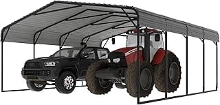 MUPATER 20' x 20' Heavy Duty Canopy for Garage, Outdoor Metal Carport Canopy, Car Garage Shelter with Innovative Assembly Metal Roof and Frame for Car, Boat Grey