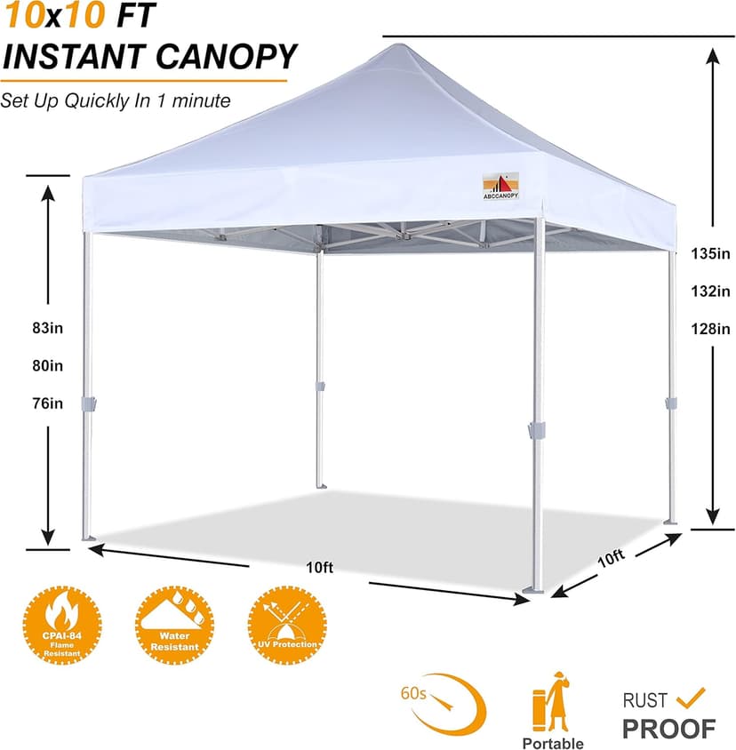 ABCCANOPY Commercial Pop Up Canopy Tent 10x10 Premium-Series, White