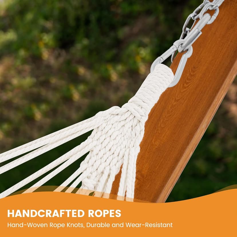 Lazy Daze Hammocks Cotton Fabric Spreader Bar Hammock, Outdoor Portable Hammock with Carrying Bag & Tree Straps for Bedroom, Patio, Backyard, Balcony, Max 450lbs Capacity, Blue