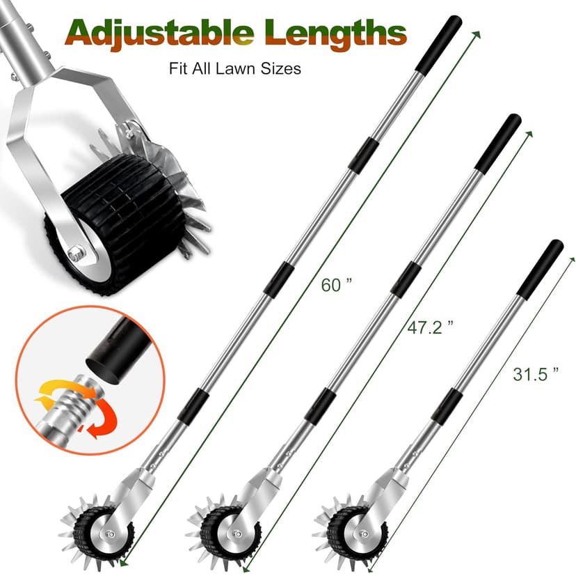 Wheel Rotary Edger Lawn Tool, Manual Grass Edger Trimmer with Adjustable 31.5-60 Inch Stainless Steel Handle, Weed Edger for Sidewalks, Driveways, Garden, Yard, Landscaping, Ergonomic