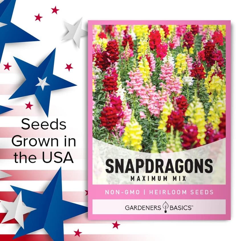 Gardeners Basics, Snapdragon Seeds for Planting (Maximum Mix Snap Dragon) Annual Flower Heirloom, Non-GMO Variety- 400mg Seeds Great for Summer Seeds for Gardening Flowers Gardens