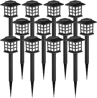 GIGALUMI Solar Outdoor Lights,12 Pack LED Solar Lights Outdoor Waterproof, Solar Walkway Lights Maintain 10 Hours of Lighting for Your Garden, Landscape, Path, Yard, Patio, Driveway