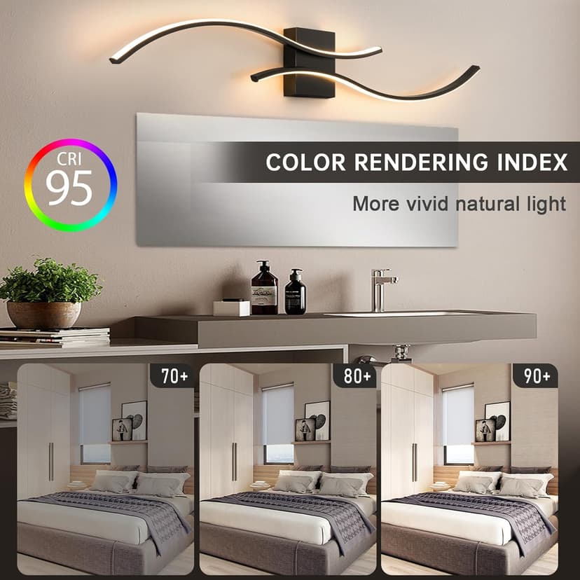 CANEOE Modern Led Wall Light, 39inch Black Indoor Led Wall Sconce Lighting, Bathroom Vanity Light Fixtures Over Mirror for Living Room Hallway Bedroom Bedside Wall Lamp (Warm White, 3000K)