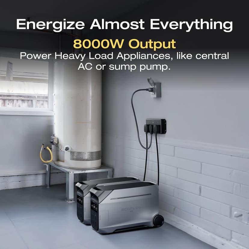 EF ECOFLOW 8kWh Home Battery Backup: 2 DELTA Pro 3 with 50 Amp Hub, 120/240V 8000W AC Output, Solar Generator for Home Use, Camping Accessories, Emergencies, Power Outages, RVs